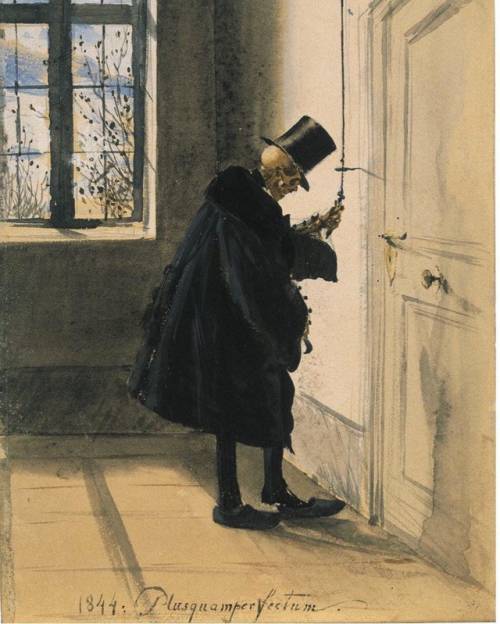 blondebrainpower:  Uninvited Guest, Oil on Canvas, 1844.  By Adolph Menzel