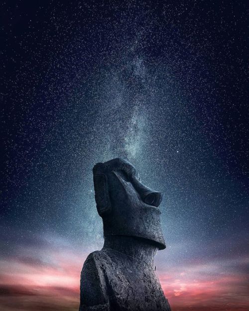 Moai Head, Easter Island, Chile, and the Milky Way.  Grafixart Sam of Grafixart Photography told us 