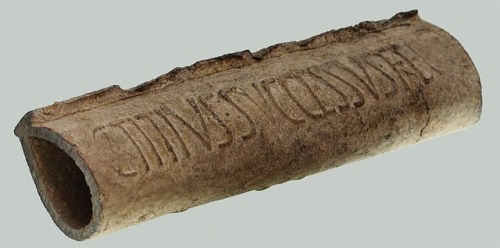 theancientwayoflife: ~ A pipe (fistula) of water supply system with a trademark of manufacturer. Pla