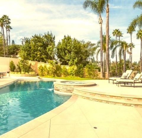 Pool Orange CountyLarge Modern Backyard Concrete Hot Tub Idea With Custom-shaped Laps