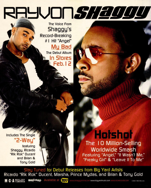 My Bad by Rayvon and Hotshot by Shaggy, 2001