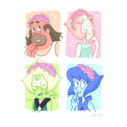 krisgoat:  Results from the Steven Universe fan Zine flower crown prompt! (Speed paint coming soon for this one) Click here for Zine project info. Next Zine prompt: Who do you want to see hugging who?