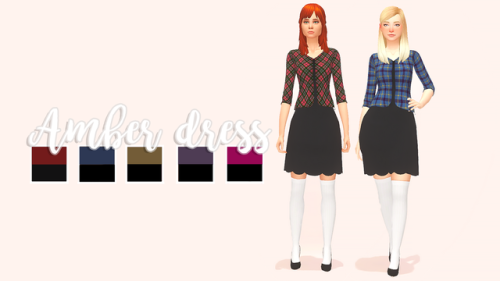 redluft: Amber Dress Created for The Sims 4 - 5 Swatches- Teen to Elder - Base Game Compatible _____