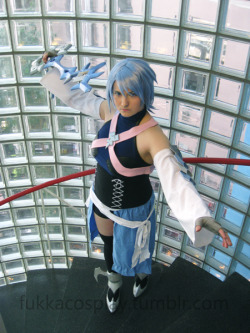 fukkacosplay:  Celebration! The new Kingdom Hearts trailer is out!I finally got some more pictures of Aqua last weekend. I went to this new local convention, Kummacon, and I wore Aqua. I simply had to because of the awesome staircase!This time wearing