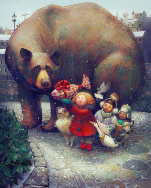 chriscyr: Presents for the Bear, Cover for Ladybug Magazine Nov/Dec 2018 Merry Christmas!
