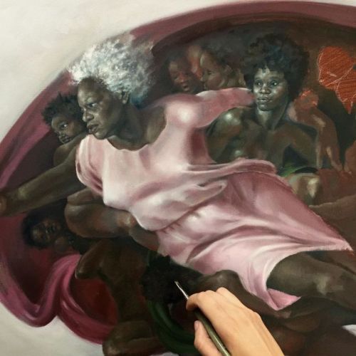 aesthesiamag:Harmonia (@honeiee)Harmonia Rosales repaints classic artworks to show God is a black wo