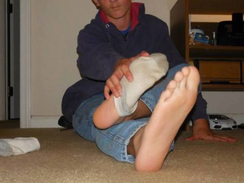 You can’t resist the urge of taking a whiff of his dirty worn socks as he slowly peels them of