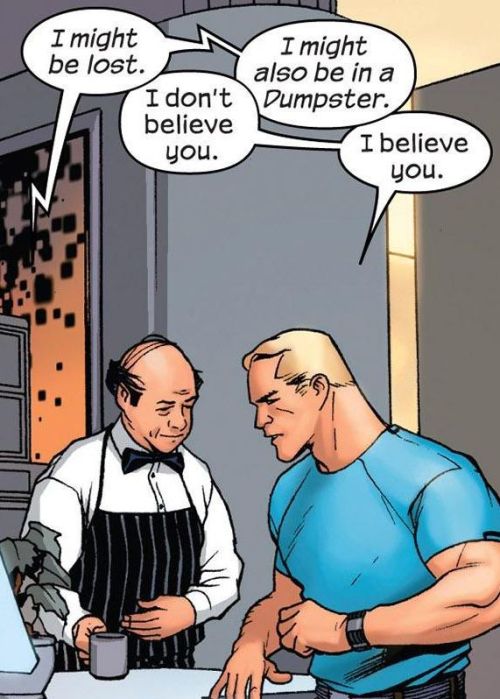optimysticals: docgold13:  doesithavetobeaspider:  “I just think about stomping on him a bunch, quietly. When no one’s around.”  Avengers: Endless Wartime  by Warren Ellis and Mike McKone  Civil War II should have been just four issues of the Avengers