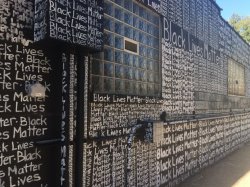 nevaehtyler:    A white artist wrote “Black Lives Matter” 2000 times last week on a wall in Detroit. 