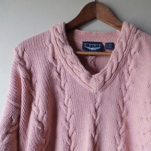 littlevisionsthrift: 80s heavy cotton/ramie cable knit sweater. Size M. LittleVisionsThrift.etsy.com