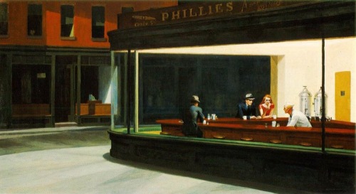 lavibookmanjnr:“There is a famous painting, Nighthawks, by Edward Hopper. I am in love with that pai