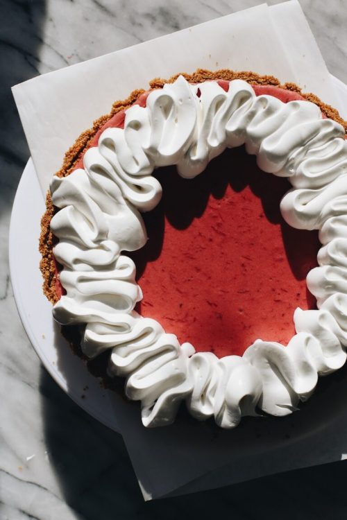 sweetoothgirl:  Cranberry Cheesecake with Toasted Meringue