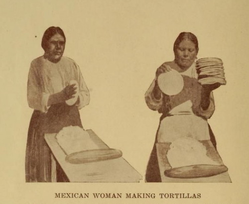 nemfrog:  Mexican woman making tortillas. California Mexican-Spanish cook book. 1914.