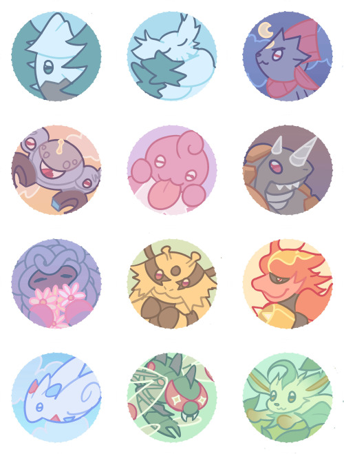 ALL 107 generation 4 pkmn as button designs that I’ve been working on the past couple months,,