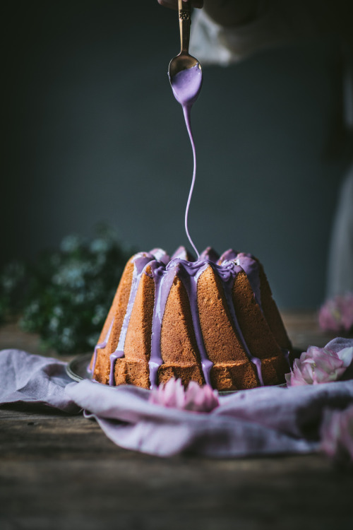 sweetoothgirl:  Orange Bundt Cake with Blueberry Glaze