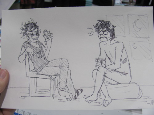 bluecrysto: At-Con commissiooooons. (The ones I remembered to photograph.) The strip-poker one ended