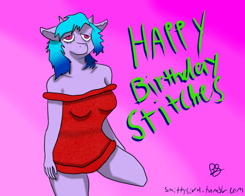 I found the lack of sexy goat anthros disturbing. So I fixed the problem.((there are so many things wrong with this picture i cant even >.<)) Sorry Stitches for my crappy art. I hope you still like it~! Happy Birthday Stitches! 