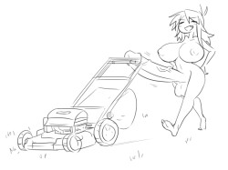 ipaiwithmylittleeye:Asked EU for a futa idea since I need to get the hang of it more for Lass (I have trouble drawing lower nudity) and he said “mowing the lawn”.So here we are.  :|