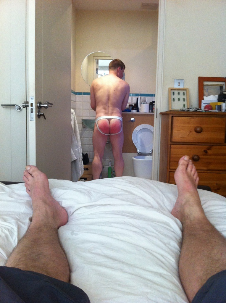 faggland:  Freshly massaged feet, an empty cock and a boy with a freshly paddled
