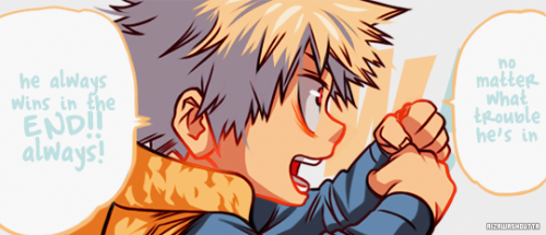 aizawashoutta:   “From here on, I..! From here on..! Y'hear me?! I’m gonna… beat you all! I’m going to become the number one!! Enjoy your win. It’ll never happen again! Dammit!!!”↳ ♡ Happy Birthday to my angry hot hero ♡ | Bakugou Katsuki