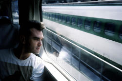 youngandsober:  Morrissey on the bullet train to Tokyo, 1991 