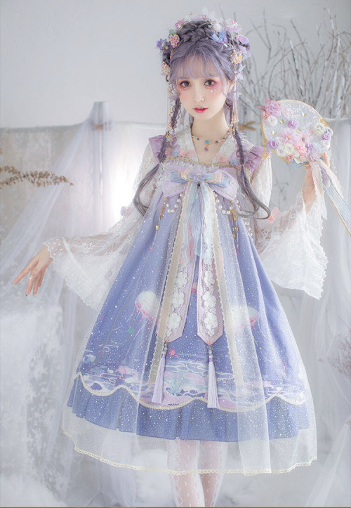 lolita-wardrobe:New Release: 【-The Moon on the Quiet Sea-】 #QiLolita JSK + Match Blouse Set◆ Shoppin