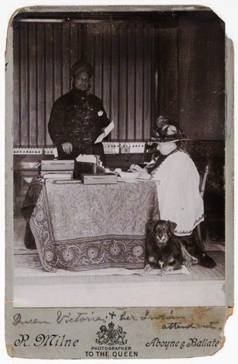 Queen Victoria with her Indian attendant, Hafiz Abdul Karim, and her dog, ‘Noble’ by Robert Milne, c