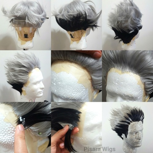 Bokuto (Haikyuu!!) wig process. I used a Jaguar in Light Grey from Arda Wigs as the base. First, I u