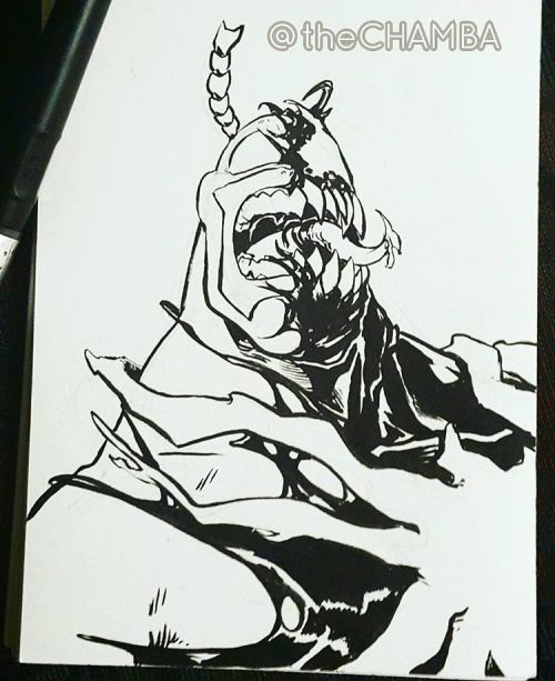 thechamba:  It’s #theTICK being taken over by the #Venom #symbiote.  4th of the symbiote series,  1st for #Inktober #Inktober2016  #HBpencil #Pentel #BrushPen #theCHAMBA #Chamba (at Melbourne, Australia) 