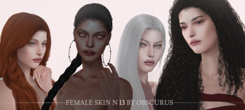 obscurus-sims: SKIN N13: 21 colors, 42 swatches (each color has 2 eyelids options),  teen+, fem