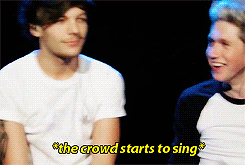 lewisandneil:  Louis sings off key and then stops, embarrassed - x 