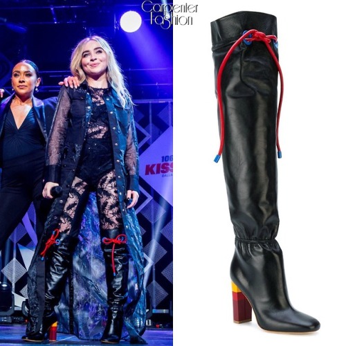 Jingle Ball - Dallas, Texas. Sabrina Carpenter wore a pair of Malone Souliers ‘Kendas Boots‘ ($783) 