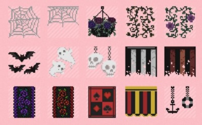 doubutsu-no-mori:I made some designs you can hang from lamp posts that fit my goth island. Some aren’t new designs but they still workCreator Id: MA-5069-6608-1653