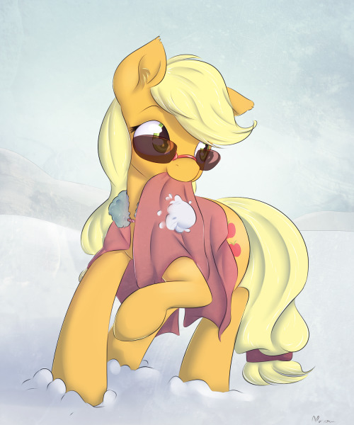 alasou:  “Pony in the snow”  CutieAJ~ ^w^