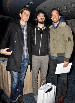 earlysunsetsovermonroeville:  The Strokes members Nikolai Fraiture, Fabrizio Moretti and Albert Hammond, Jr. attend Garden of Dreams Foundation Talent Show Auditions at The Theater at Madison Square Garden on February 27, 2013 in New York City.  
