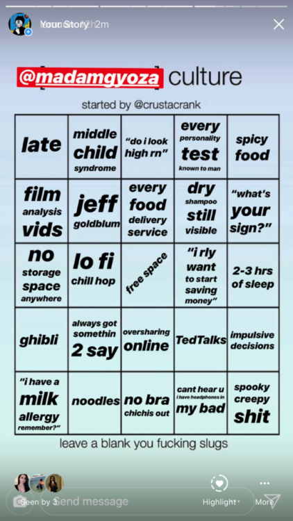 i look really sad in bingo format