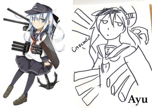 Another round of voice actors attempting to draw anime (last round here). This one is Hibiki from Ka