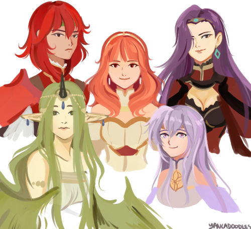 yancadoodles: i doodled some of my fave fe ladies ! (twitter post)edit: you can get them all here as