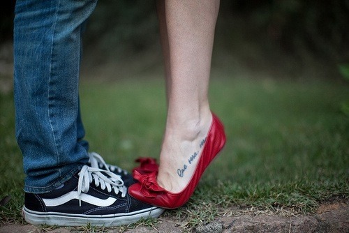 adriftinboston:  blossomsoneandonly:  adriftinboston:  I have to do tip toes, otherwise I wouldn’t even be able to kiss his shoulders.  I like when you hop like a bunny to try to kiss me  I gots to Daddy. You’re too tall!  But Daddy might like the