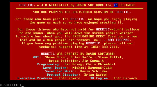 Heretic exit screen