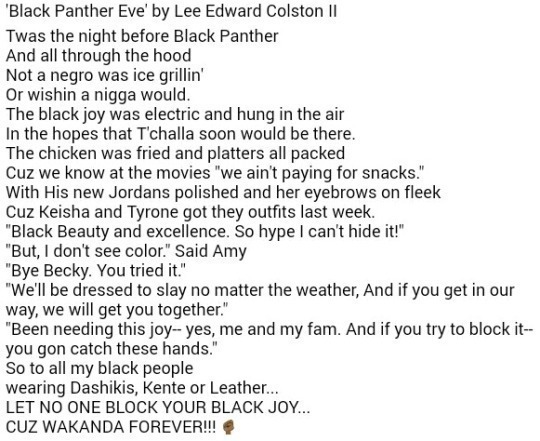 littleblackchats: starsberrisnunicorns:   They thought we were playing 😂     A post shared by The Shade Room (@theshaderoom) on Feb 16, 2018 at 5:57am PST  Bonus 😏:👑#BlackPantherSoLit🔥#WakandaForever✊🏽   FUCKING LOVE THIS 
