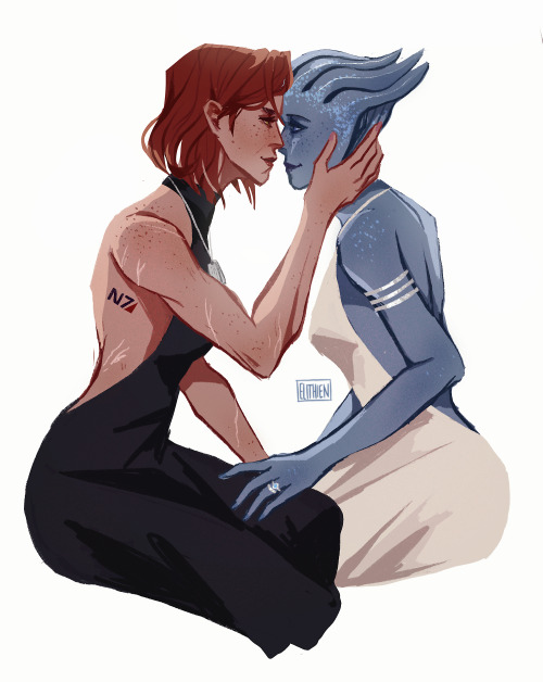 elithien:Happy Pride! Here’s to Shepard and Liara from Mass Effect who helped awaken my bisexuality over a decade ago when I didn’t know I was even queer yet 💖💜💙