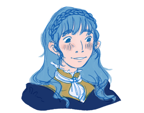 shh nintendo don’t be scared.. show me new fe 3 hopes designs for my best girl[ID: sketchy portrait 