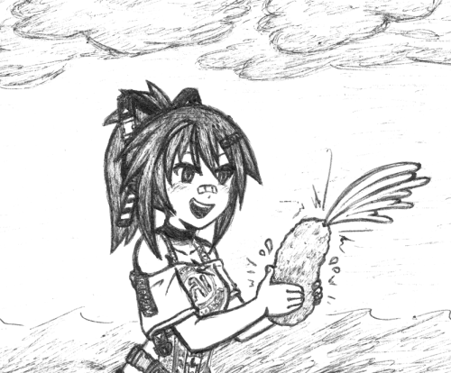 Inktober 12: SlipperyFeaturing Projekt Melody from VShojoShe’s playing with a sea cucumber.