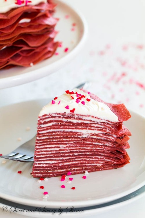 Porn do-not-touch-my-food:Red Velvet Crepe Cake photos