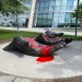 twin-fox:Someone put red paint on the &ldquo;Serve and Protect&rdquo; sculpture