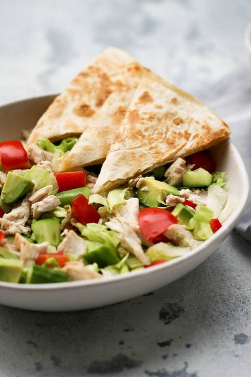 Chopped Chicken and Cheesy Quesadilla Salad Recipe Get the recipe