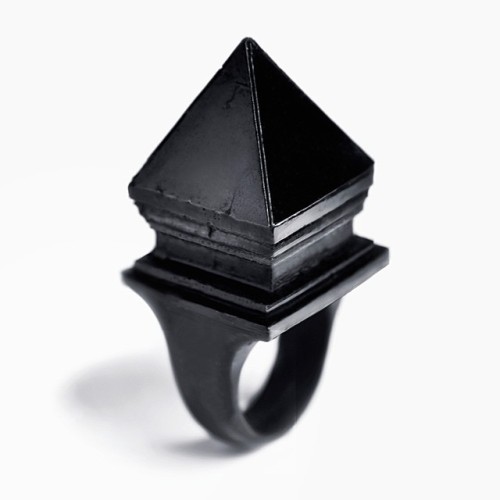 blvkhouse: occulter: Pressed Coral Black Pyramid Ring by Macabre Gadgets // New at www.Occulter.org 