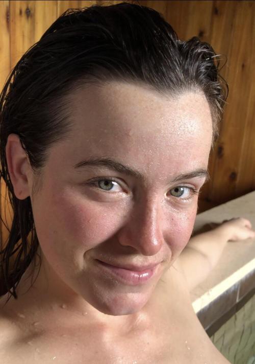 When I get red from the heat of the hot springs, my freckles fade a bit, but I still love this pic.