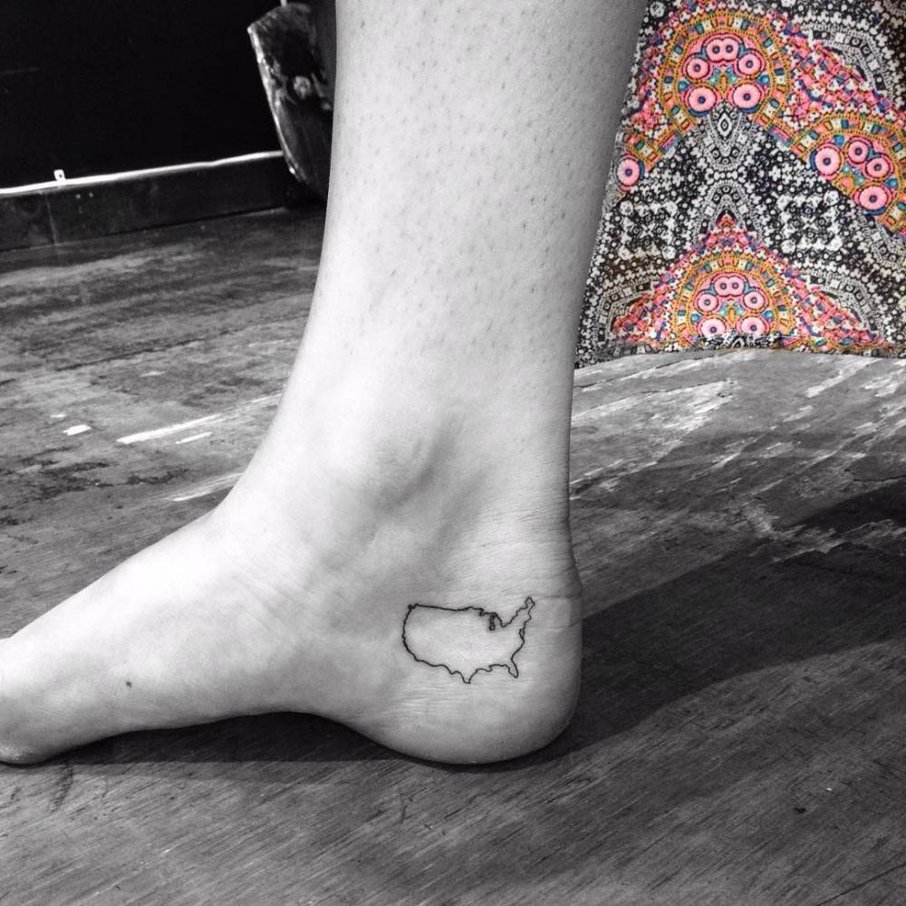 Little Tattoos — Little inner ankle tattoo of a map of the United...